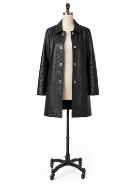 Alfani Black Leather Button-Front Jacket